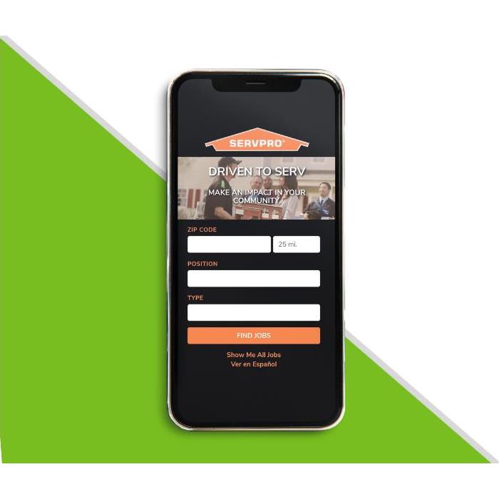Interested in SERVPRO of Montgomery County? Apply today! Image of cell phone.